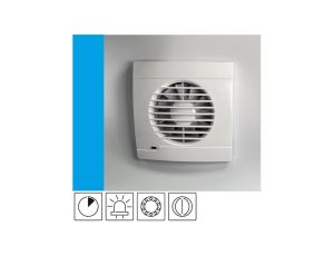 Wentylator domowy Vulkan RK100T+ klapka zwrotna, łożysko kulkowe, wyłącznik czasowy, kontrolka LED, fi 100 mm, kolor biały