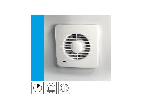 Wentylator domowy Aero DS100T+ kontrolka LED, klapka zwrotna, wyłącznik czasowy, fi 100 mm, kolor biały