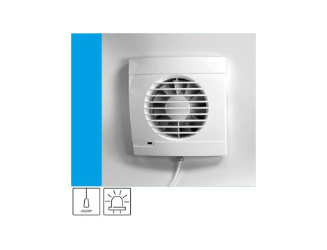 Wentylator domowy Vulkan RS100P przełącznik pociągany, kontrolka LED, fi 100 mm, kolor biały