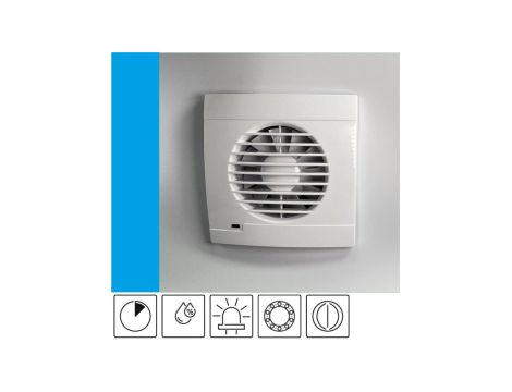 Wentylator domowy Vulkan RK100HT+ czujnik wilgoci, timer, klapka zwrotna, łożysko kulkowe, kontrolka LED, fi 100 mm, kolor biały