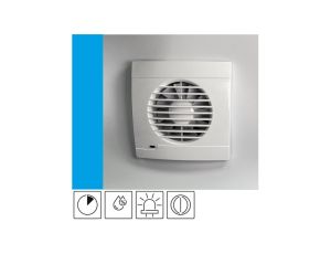 Wentylator domowy Vulkan RS100HT+ czujnik wilgoci z opóźnieniem czasowym, klapka zwrotna, kontrolka LED, fi 100 mm, kolor biały
