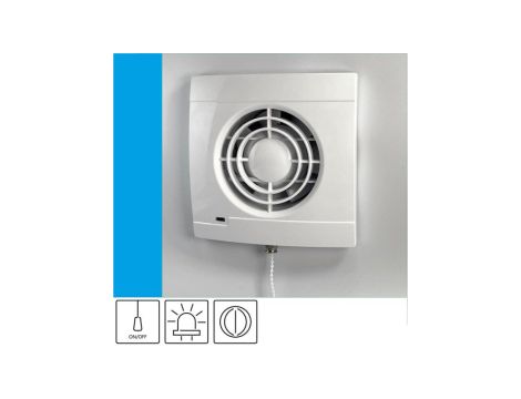 Wentylator domowy VENTRO 100 W+ (LS) kontrolka LED, klapka zwrotna, przełącznik pociągany, fi 100 mm, kolor biały