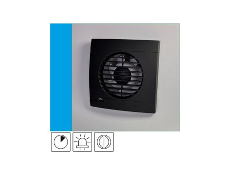 Wentylator domowy Aero RS100T+ Onyx klapka zwrotna, wyłącznik czasowy, kontrolka LED, fi 100 mm, kolor czarny