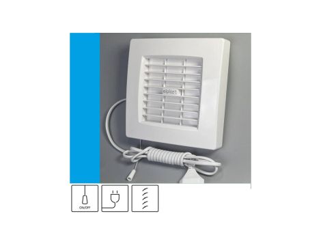 Wentylator domowy Atol 100A przewód z wtyczką, automatyczna żaluzja, fi 100 mm, kolor biały