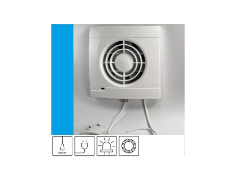 Wentylator domowy Aero VK100 kontrolka LED, przewód z wtyczką, łożysko kulkowe, fi 100 mm, kolor biały