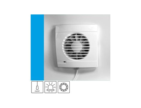 Wentylator domowy Vulkan RK100P kontrolka LED, przełącznik pociągany, łożysko kulkowe, fi 100 mm, kolor biały