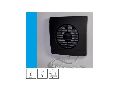 Wentylator domowy Aero RS100 Onyx przewód z wtyczką, kontrolka LED, fi 100 mm, kolor czarny