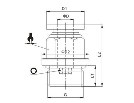 Złączka pneumatyczna wtykowa prosta do węża fi 4 mm, G 1/4 GZ, mosiądz niklowany - 3