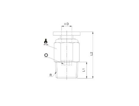 Złączka pneumatyczna wtykowa prosta do węża fi 10 mm, R 1/8 GZ, mosiądz niklowany - 2