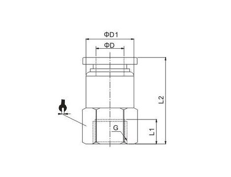 Złączka pneumatyczna wtykowa prosta do węża fi 6 mm, M6 GW, mosiądz niklowany - 2