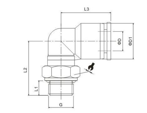 Złączka pneumatyczna kątowa obrotowa niska G 1/4 GZ do węża 6 mm, tworzywo sztuczne - 2