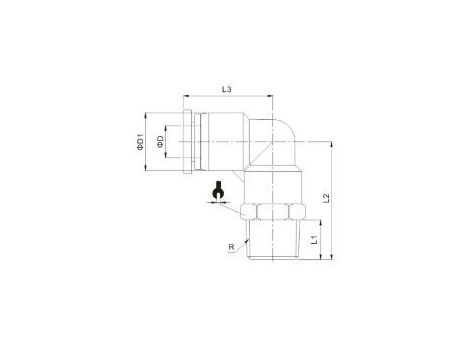 Złączka pneumatyczna wtykowa kątowa obrotowa do węża fi 10 mm, R 1/4 GZ, tworzywo sztuczne - 2