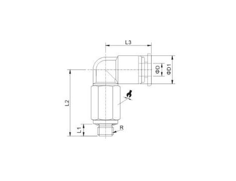 Złączka wtykowa kątowa obrotowa przedłużona G 1/2 GZ do węża fi 6 mm, tworzywo sztuczne - 2