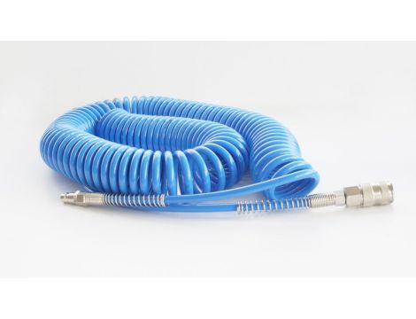 Wąż spiralny pneumatyczny 12x8 mm z szybkozłączami DN7,2 długość 5 m