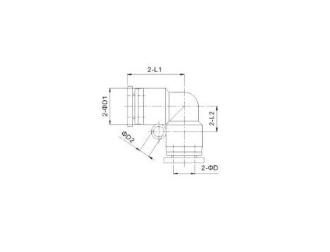 Złączka pneumatyczna wtykowa kątowa do węża fi 6 mm, tworzywo sztuczne - 2
