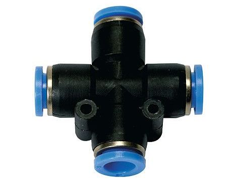 Czwórnik pneumatyczny wtykowy do węża fi 12 mm, tworzywo sztuczne