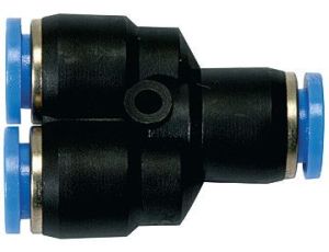 Trójnik pneumatyczny wtykowy typu Y do węża fi 8 mm, tworzywo sztuczne