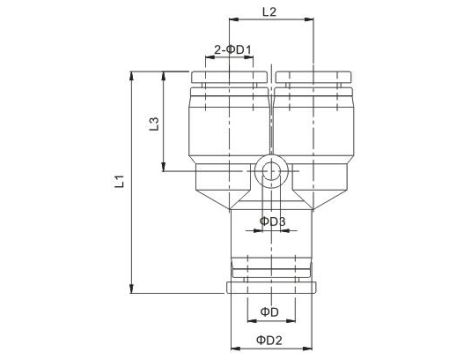 Trójnik pneumatyczny redukcyjny wtykowy typu Y do węża 1x10 mm, 2x8 mm, tworzywo sztuczne - 2