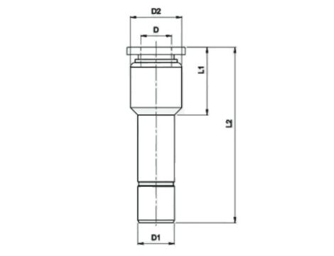 Redukcja do złączki wtykowej pneumatycznej wtyk 10 mm pod wąż fi 6 mm, mosiądz niklowany - 2