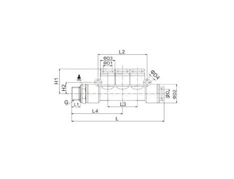 Rozdzielacz pneumatyczny wtykowy wielosegmentowy do węża 2x8 mm, 3x6 mm, tworzywo sztuczne - 2