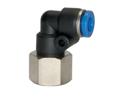Złączka pneumatyczna wtykowa kątowa R 1/4 GW do węża fi 12 mm, tworzywo sztuczne