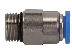 Zawór zatrzymujący wtykowy prosty G 1/4 GZ, do węża fi 12 mm, mosiadz niklowany