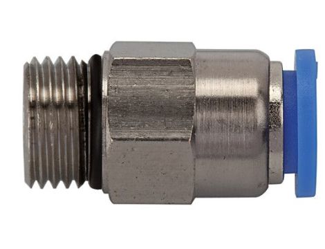 Zawór zatrzymujący wtykowy prosty G 1/4 GZ, do węża fi 12 mm, mosiadz niklowany