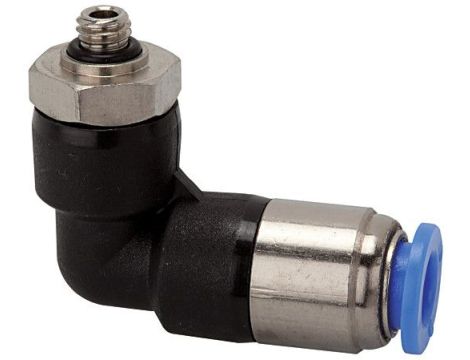 Zawór zatrzymujący wtykowy kątowy G 1/4 GZ, do węża fi 12 mm, tworzywo sztuczne