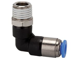 Zawór zatrzymujący wtykowy kątowy R 1/2 GZ, do węża fi 12 mm, tworzywo sztuczne