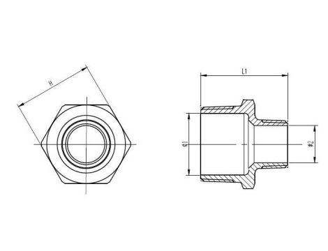 Nypel redukcyjny nierdzewny R 1/2 GZ - R 1/8 GZ, stal 316 - 2