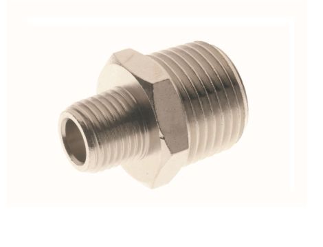 Nypel gwintowany redukcyjny R 1/4 GZ - R 1/2 GZ, redukcja nyplowa, mosiądz niklowany