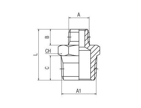 Nypel gwintowany redukcyjny R 1/4 GZ - R 1/2 GZ, redukcja nyplowa, mosiądz niklowany - 2