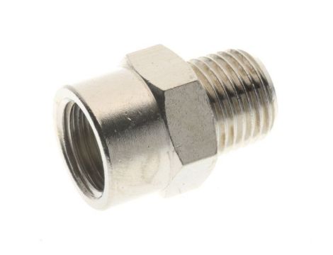 Złączka redukcyjna gwintowana, redukcja nyplowa R 1/8 GZ - G 3/8 GW, mosiądz niklowany