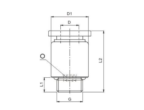 Złączka pneumatyczna wtykowa prosta okrągła do węża fi 10 mm, G 1/4 GZ, mosiądz niklowany - 2