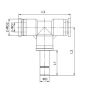 Trójnik pneumatyczny wtykowy typu T pod wąż 2x4 mm wtyk 1x4 mm, tworzywo sztuczne - 3