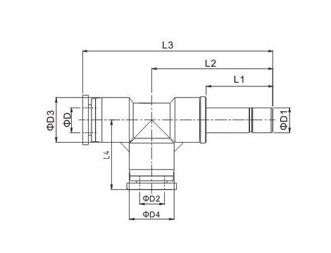 Złączka pneumatyczna wtykowa T wtyk 10 mm pod wąż fi 10 mm, tworzywo sztuczne - 2