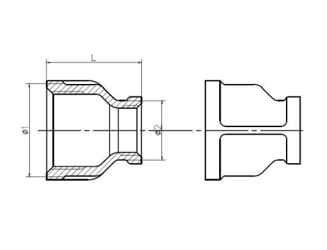 Mufa redukcyjna nierdzewna G 1/2 GW - G 3/8 GW, stal 316 - 2