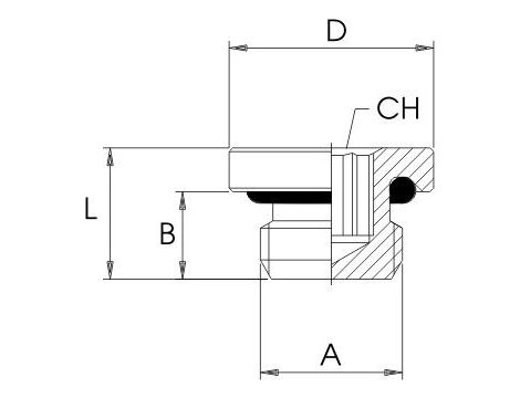 Korek gwintowany z oringiem G 1/8 GZ, pod imbus, mosiądz niklowany - 2