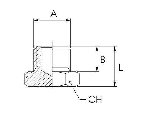 Korek gwintowany 6-kątny G 1/4 GZ, mosiądz niklowany - 2