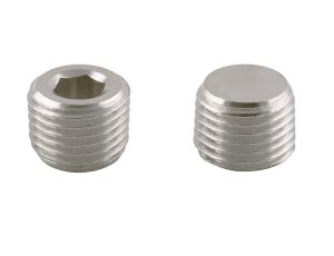 Korek gwintowany stożkowy mini R 1/8 GZ pod imbus, mosiądz niklowany