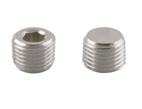 Korek gwintowany stożkowy mini R 3/8 GZ pod imbus, mosiądz niklowany