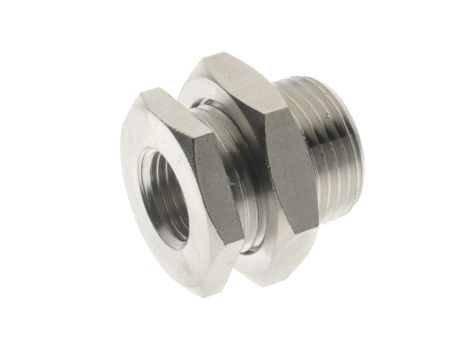 Złączka gwintowana grodziowa G 1/2 GW, M28x1,5 mosiądz niklowany