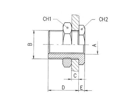 Złączka gwintowana grodziowa G 3/8 GW, M26x1,5 mosiądz niklowany - 2