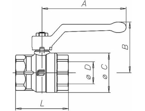 Zawór kulowy G 1 1/4 GW - G 1 1/4 GZ PN25, mosiądz niklowany, PTFE - 2
