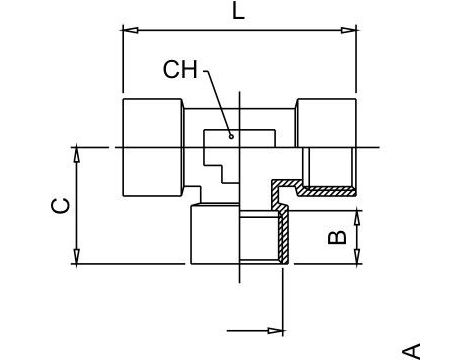 Trójnik gwintowany typu T WWW, 3 x G 1/8 GW, mosiądz niklowany - 2