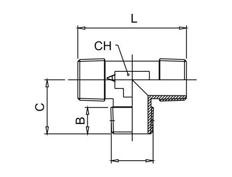Trójnik gwintowany typu T ZZZ 3 x G 3/4 GZ, mosiądz niklowany - 2