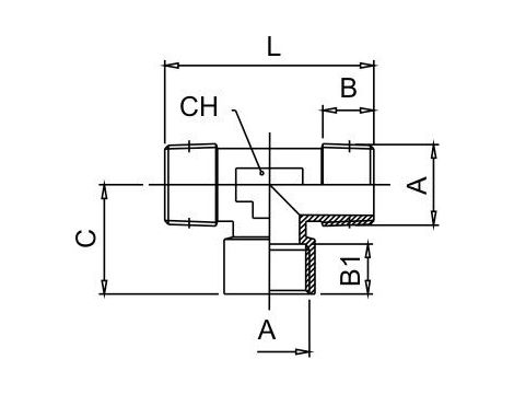 Trójnik gwintowany typu T ZWZ 2 x G 3/4 GZ - G 3/4 GW, mosiądz niklowany - 2