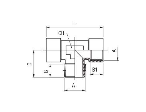 Trójnik gwintowany typu T WZW 2 x G 3/4 GW - G 3/4 GZ, mosiądz niklowany - 2