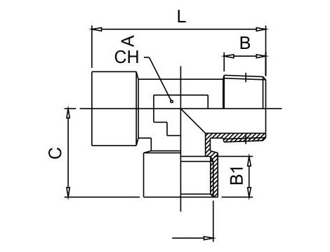 Trójnik gwintowany typu T WWZ 2 x G 1/8 GW - G 1/8 GZ, mosiądz niklowany - 2