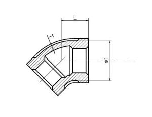 Kolanko gwintowane nierdzewne 45 stopni G 1/2 GW, stal 316 - image 2